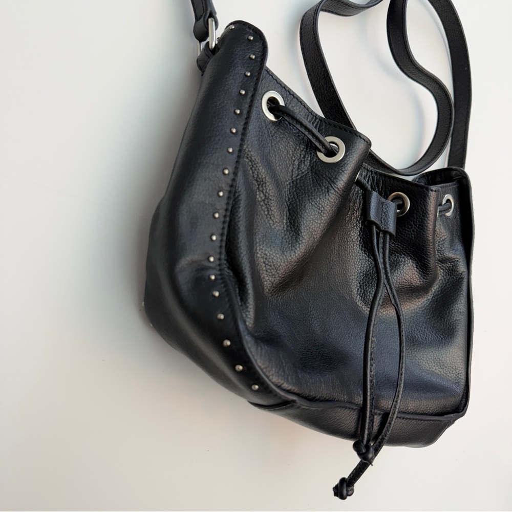 *New* Barney’s New York Black Leather Studded Bucket Bag - Picture 3 of 7